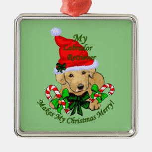 Yellow Labrador Retriever Christmas Metal Ornament