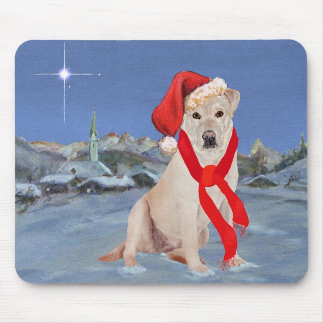Yellow Labrador Retriever Christmas Mouse Pad (Front)