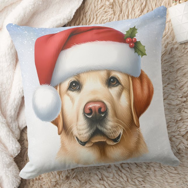 Yellow Labrador Retriever Christmas Santa Dog  Cushion (Creator Uploaded)