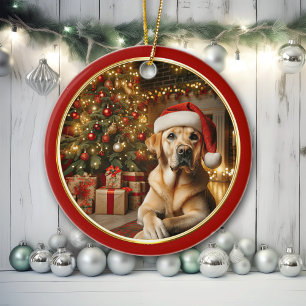 Yellow Labrador Retriever Christmas Tree Decor Ceramic Ornament