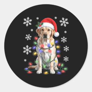 Yellow Labrador Retriever Christmas Tree Light Paj Classic Round Sticker