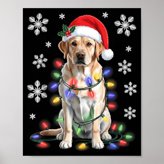 Yellow Labrador Retriever Christmas Tree Light Paj Poster (Front)