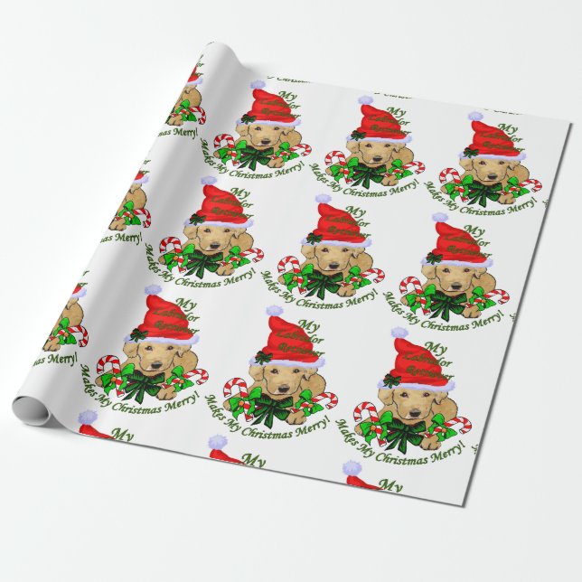 Yellow Labrador Retriever Christmas Wrapping Paper (Unrolled)