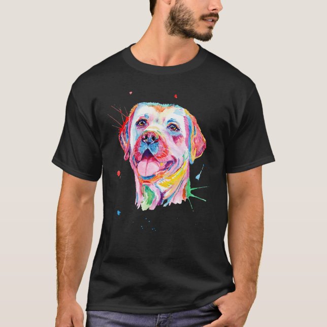 Yellow Labrador Retriever Colourful Portrait T-Shirt (Front)