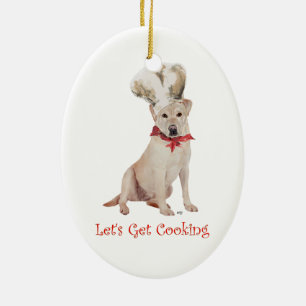 Yellow Labrador Retriever Cooking Ceramic Tree Decoration