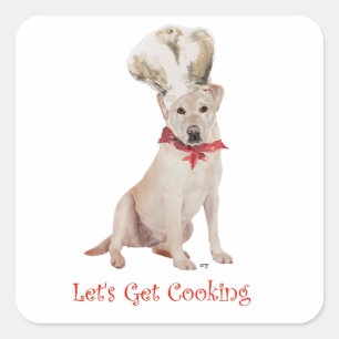 Yellow Labrador Retriever Cooking Square Sticker
