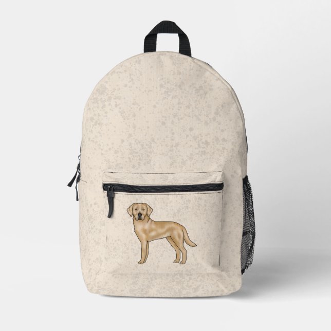 Yellow Labrador Retriever Cute Cartoon Dog Beige Printed Backpack (Front)