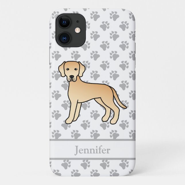 Yellow Labrador Retriever Cute Cartoon Dog & Name Case-Mate iPhone Case (Back)