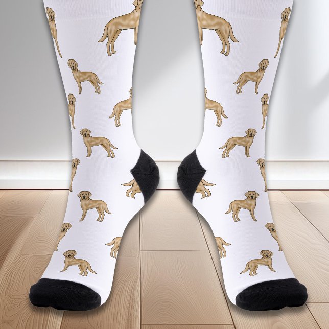 Yellow Labrador Retriever Cute Cartoon Dog Pattern Socks (Creator Uploaded)