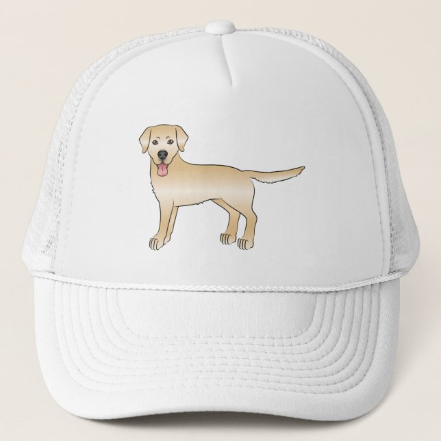 Yellow Labrador Retriever Cute Cartoon Dog Trucker Hat (Front)