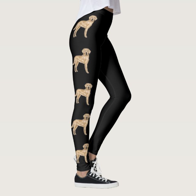 Yellow Labrador Retriever Cute Cartoon Dogs Black Leggings (Right)