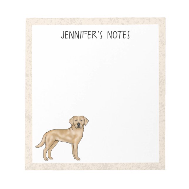 Yellow Labrador Retriever Cute Lab Dog Your Name Notepad (Front)