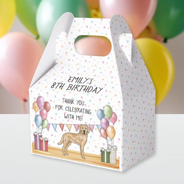 Yellow Labrador Retriever Dog Birthday Thank You Favour Box (Front)