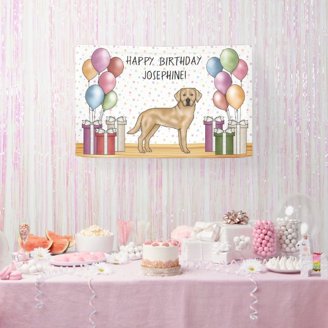 Yellow Labrador Retriever Dog Colourful Birthday Banner (Party)