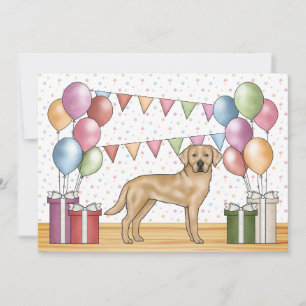 Yellow Labrador Retriever Dog Colourful Birthday Invitation