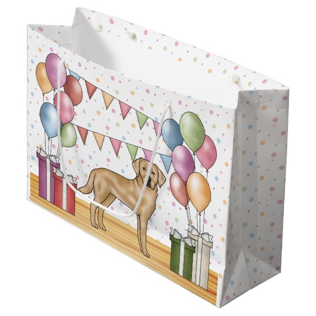 Yellow Labrador Retriever Dog Colourful Birthday Large Gift Bag (Front Angled)