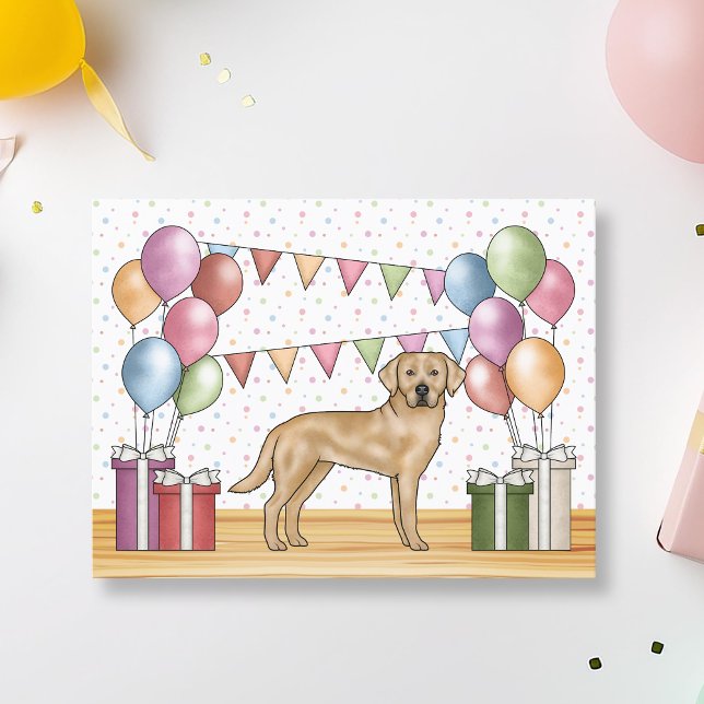 Yellow Labrador Retriever Dog Colourful Birthday Postcard (Creator Uploaded)