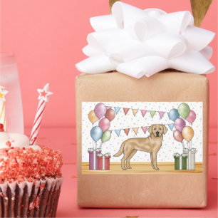 Yellow Labrador Retriever Dog Colourful Birthday Rectangular Sticker