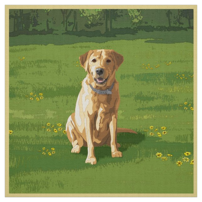 Yellow Labrador Retriever Dog Fabric (Swatch)