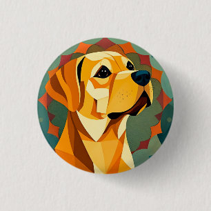 Yellow Labrador Retriever Dog Geometric Art 3 Cm Round Badge