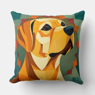 Yellow Labrador Retriever Dog Geometric Art Cushion