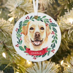 Yellow Labrador Retriever Dog Lover Christmas Metal Tree Decoration