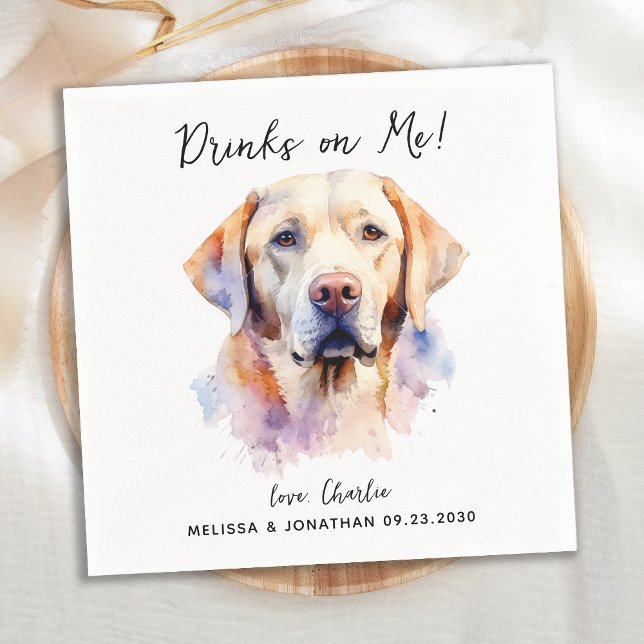 Yellow Labrador Retriever Dog Wedding Cocktail Napkin (Creator Uploaded)