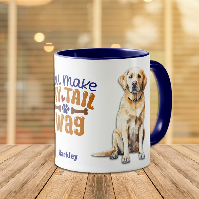 Yellow Labrador Retriever Dog You Make My Tail Wag Mug (Creator Uploaded)