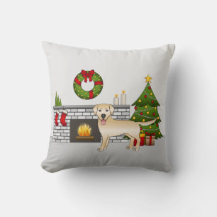 Yellow Labrador Retriever - Festive Christmas Room Cushion