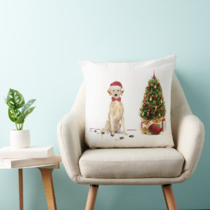 Yellow Labrador Retriever Funny Christmas Dog Cushion