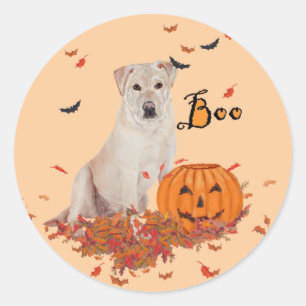 Yellow Labrador Retriever Halloween Classic Round Sticker