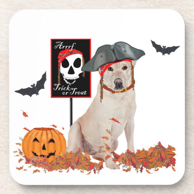 Yellow Labrador Retriever Halloween Coaster (Front)