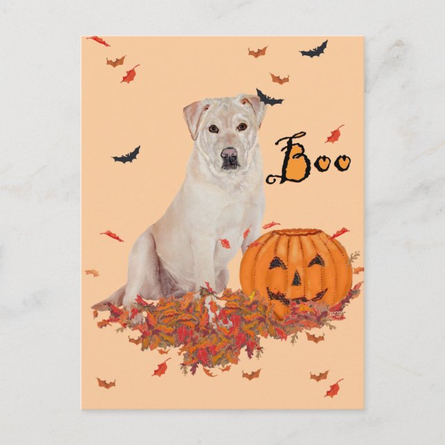 Yellow Labrador Retriever Halloween Postcard (Front)