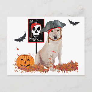 Yellow Labrador Retriever Halloween Postcard