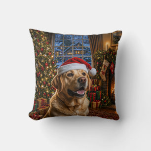 Yellow Labrador Retriever Holiday Cushion