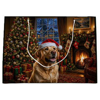 Yellow Labrador Retriever Holiday Large Gift Bag