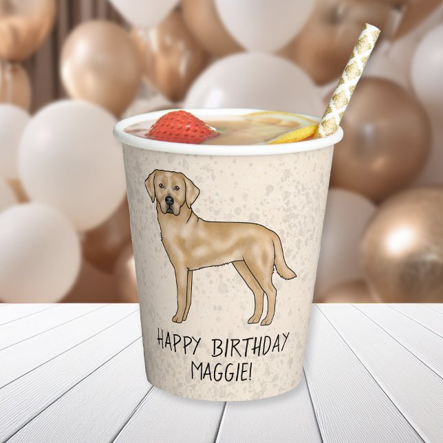 Yellow Labrador Retriever Lab Dog Happy Birthday Paper Cups (Creator Uploaded)