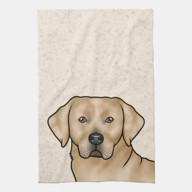 Yellow Labrador Retriever Lab Dog Head Beige Tea Towel (Vertical)