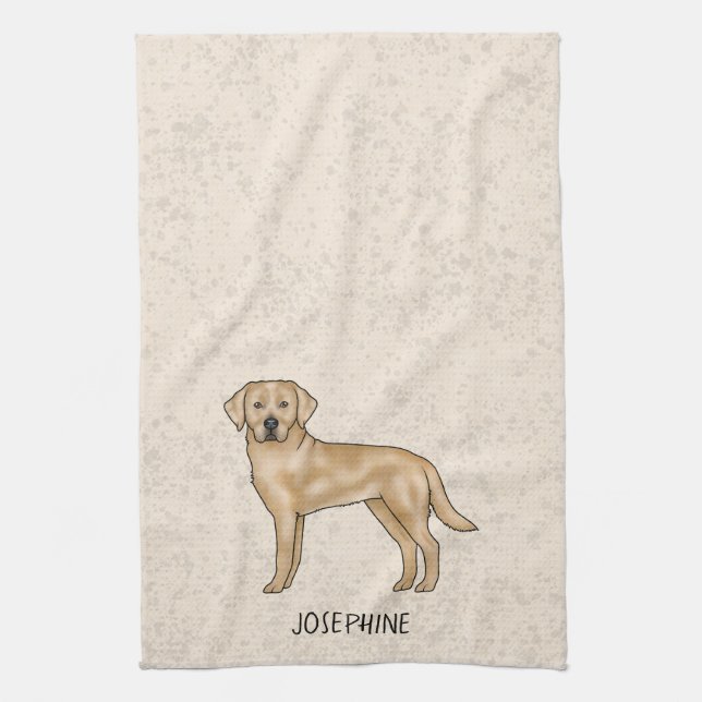 Yellow Labrador Retriever Lab Dog Your Name Beige Tea Towel (Vertical)