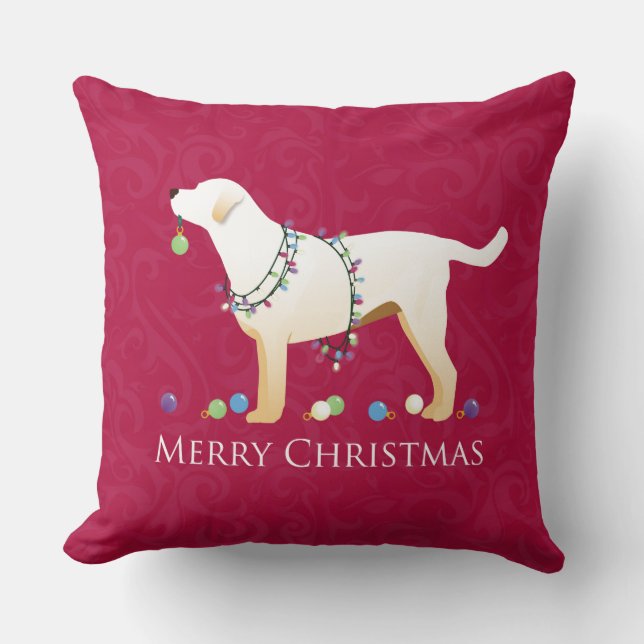 Yellow Labrador Retriever Merry Christmas Design Cushion (Front)