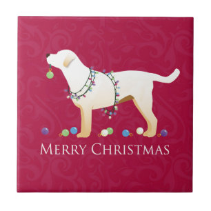 Yellow Labrador Retriever Merry Christmas Design Tile