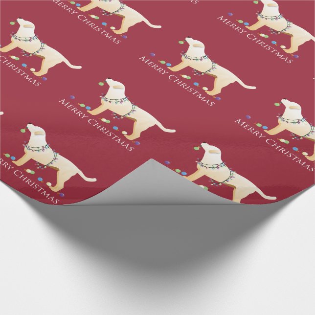 Yellow Labrador Retriever Merry Christmas Design Wrapping Paper (Corner)