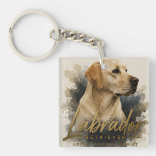 Yellow Labrador Retriever Modern Portrait Loyal Key Ring