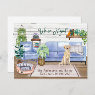Yellow Labrador Retriever New Home Moving        Announcement Postcard