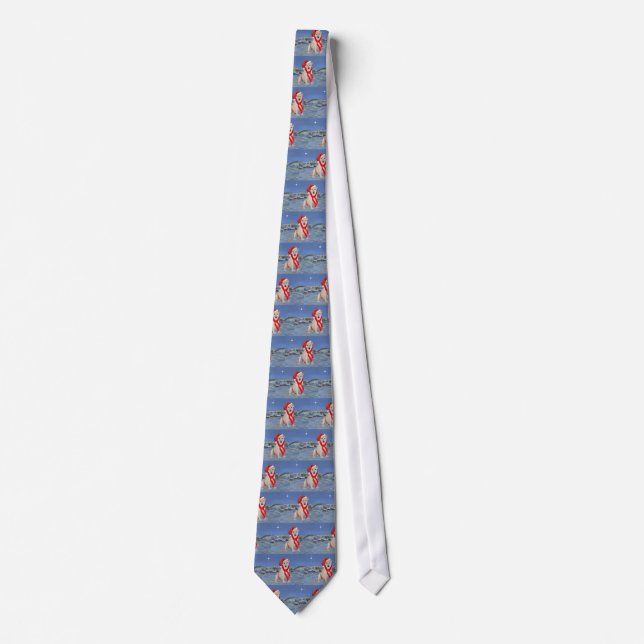 Yellow Labrador Retriever on a Wintry Night Tie (Front)
