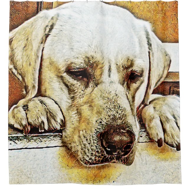 Yellow Labrador Retriever on Door Shower Curtain (Front)