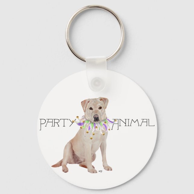 Yellow Labrador Retriever Party Key Ring (Front)