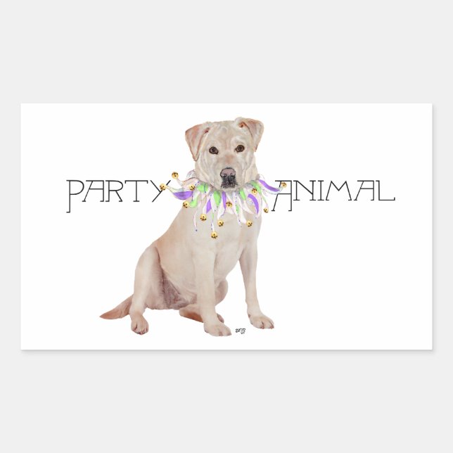 Yellow Labrador Retriever Party Rectangular Sticker (Front)
