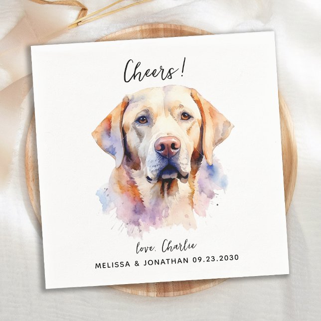 Yellow Labrador Retriever Pet Dog Wedding Cocktail Napkin (Creator Uploaded)