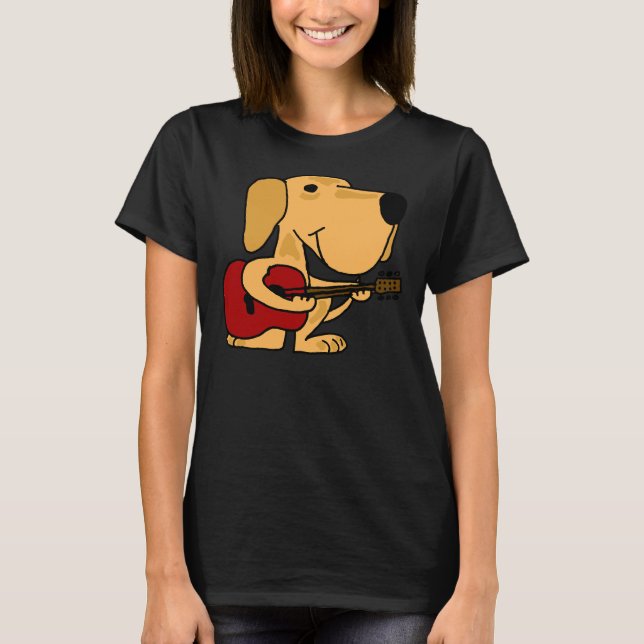Yellow Labrador Retriever Playing Guitar T-Shirt (Front)